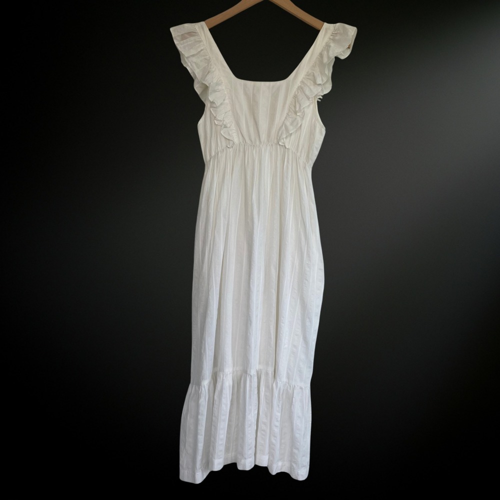 Anthropologie Grade & Gather Tiered Cottagecore Midi Dress Size S Ruffle Coastal